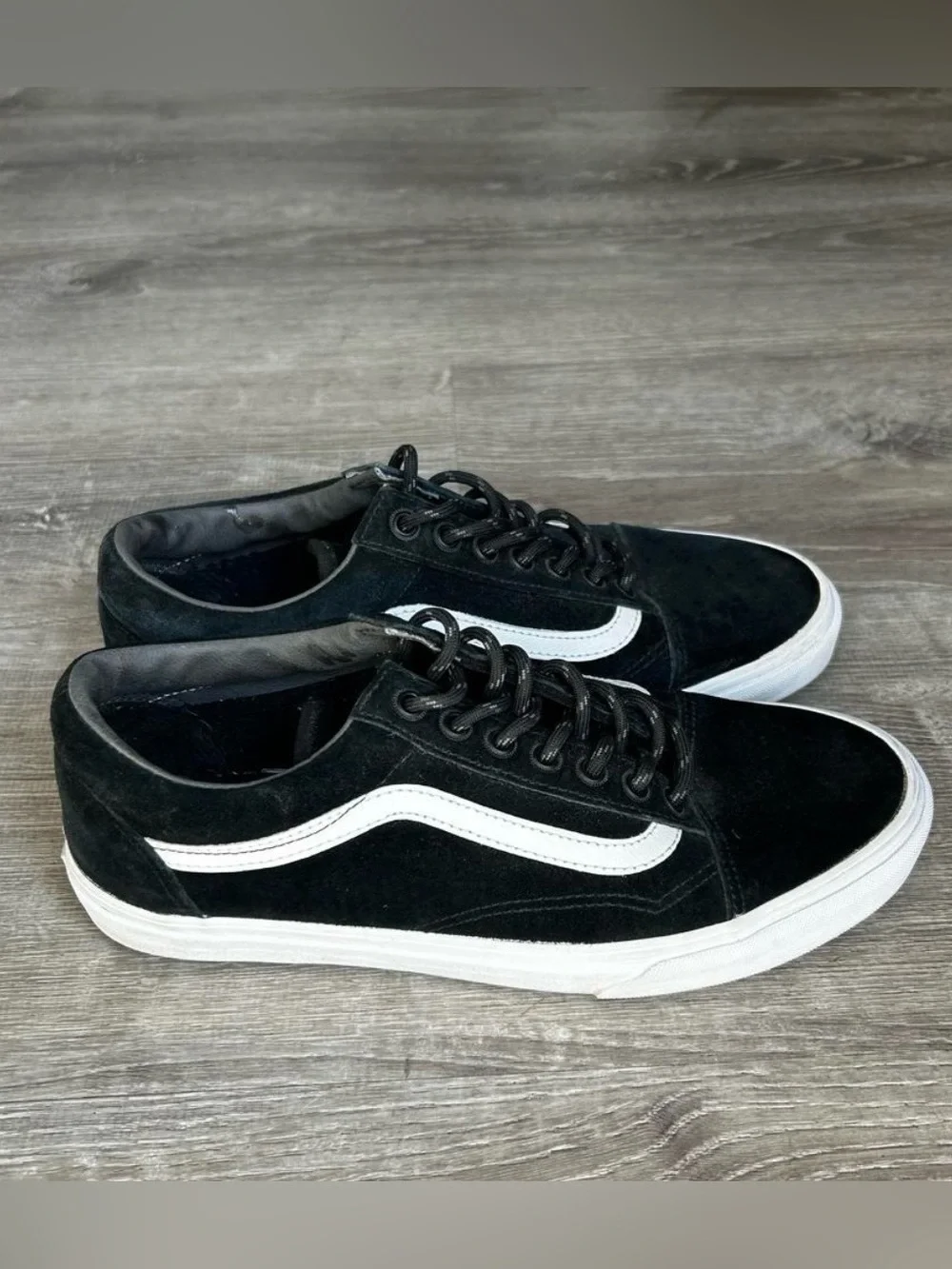 Vans Men's Black Suede Skate Sneakers with White Stripe